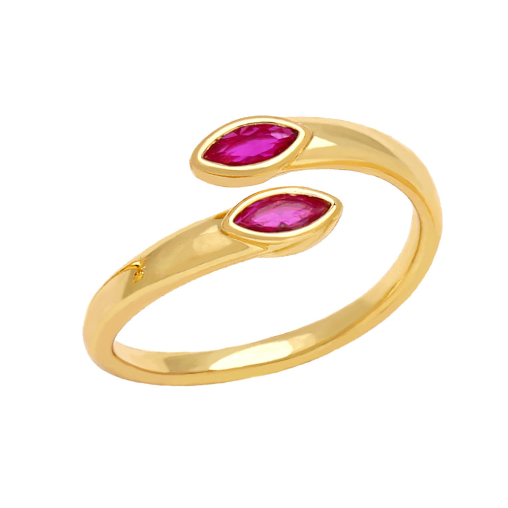 Wholesale Adjustable Color Zircon Gold Plated Copper Ring